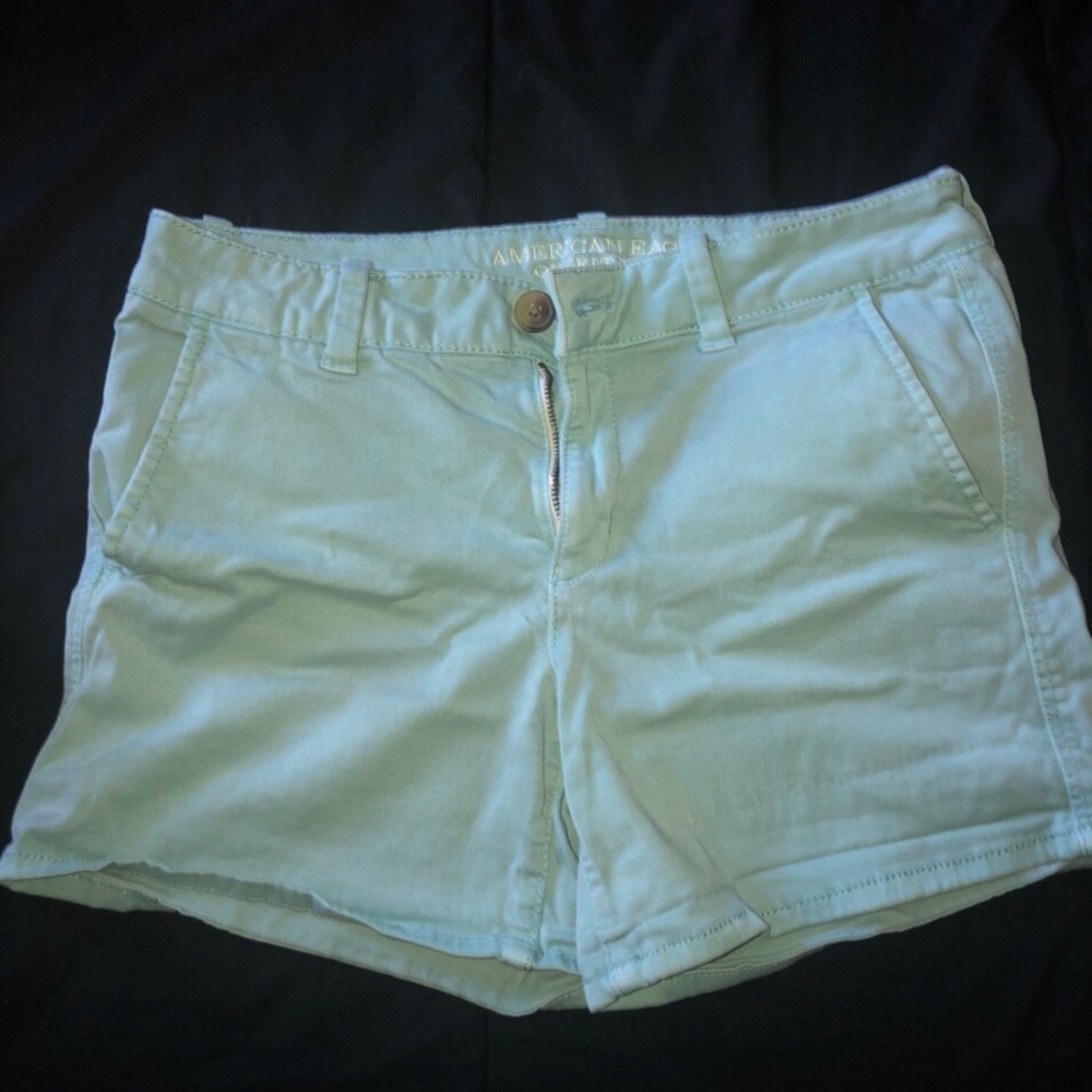 light blue american eagle high waisted shorts